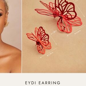Khoi Red EYDI Butterfly Earrings, LARGE &Small JUDI Rings, BRAND NEW/TAGS BUNDLE